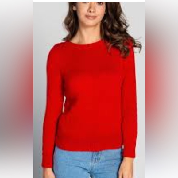 Lord &Taylor Crewneck 100%Cashmere Red Sweater - Picture 2 of 7